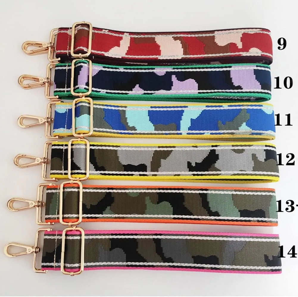 Multicolor Camouflage Wide Purse Strap Adjustable Handbag Strap Replacement Shoulder Crossbody Strap 75-130cm