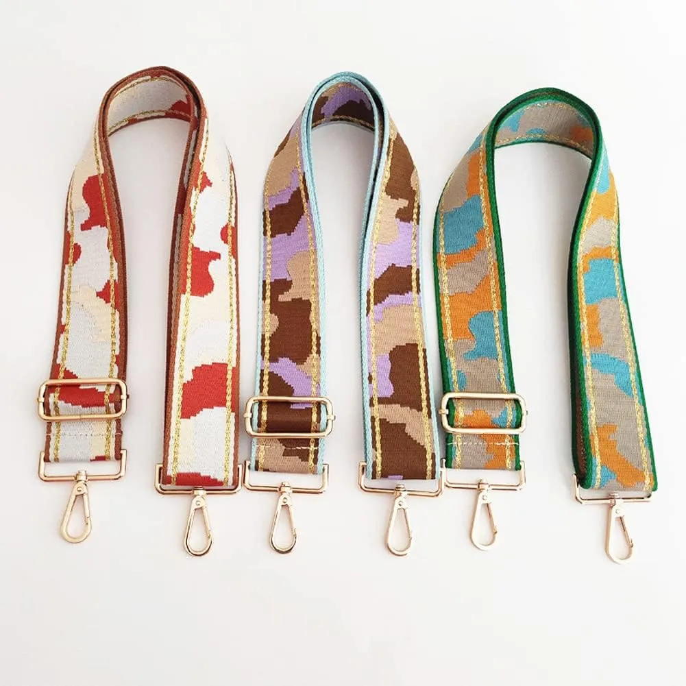 Multicolor Camouflage Wide Purse Strap Adjustable Handbag Strap Replacement Shoulder Crossbody Strap 75-130cm