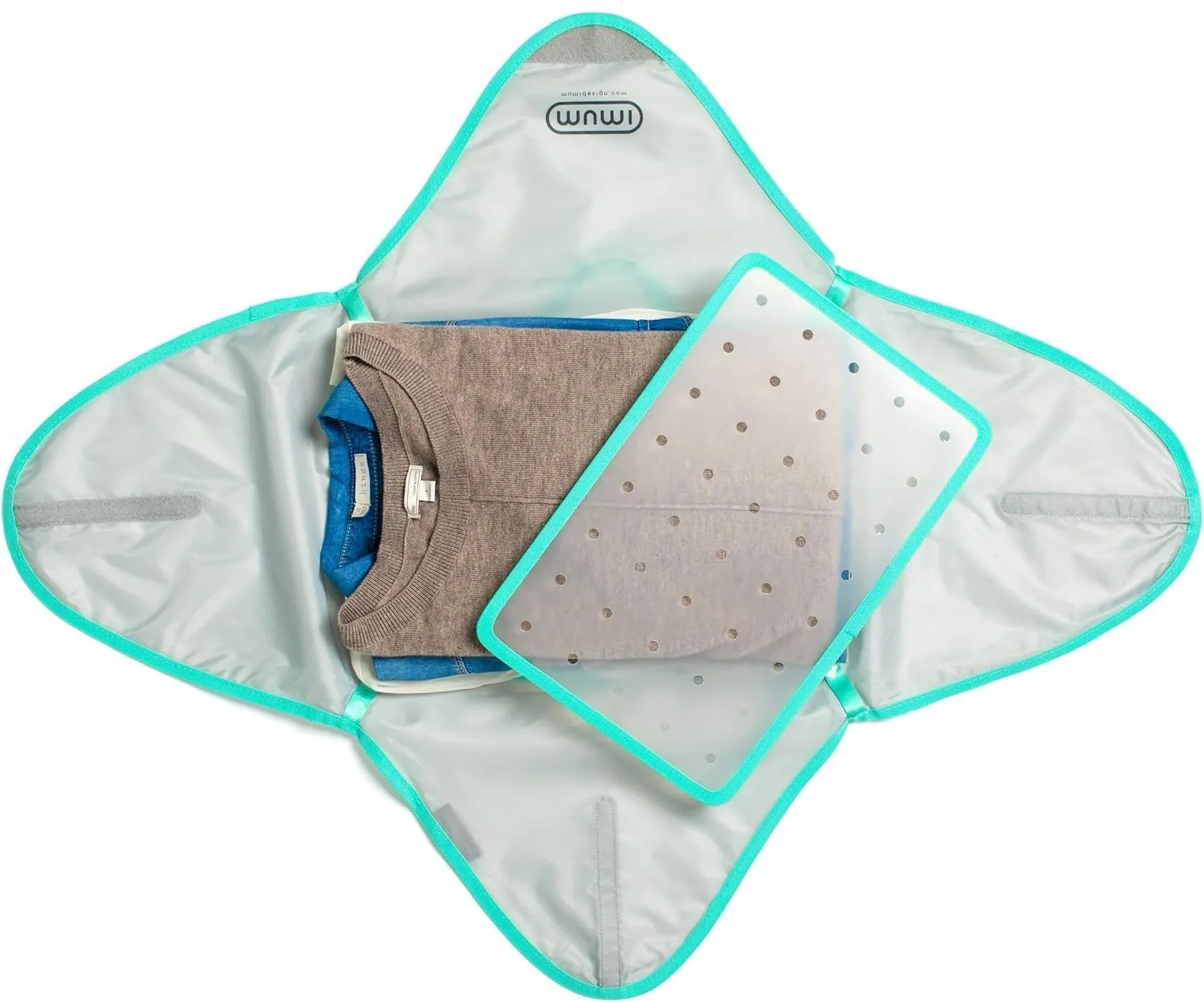 MUMI Design Travel Garment Bag Clothes Folder – 14.5” x 10.5” Packing Bag & Organizer for Luggage | Large-Capacity, Anti-Wrinkle Garment Bags for Travel, Carry-On Suitcases & Clothing Storage (Aqua)