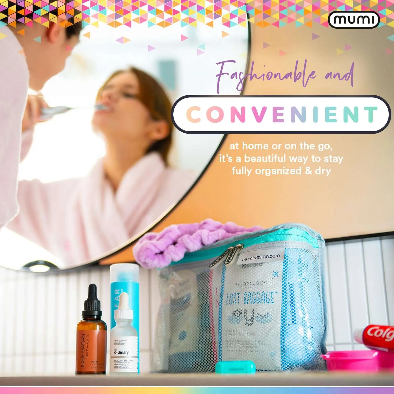 MUMI Travel Toiletry Bag Set of 3 – Water-Resistant Toiletry Bags for Women & Men – Clear Bags for Toiletries, Skincare, Makeup & Travel Essentials – Lightweight, Durable & Portable Organizer - Blue