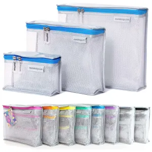 MUMI Travel Toiletry Bag Set of 3 – Water-Resistant Toiletry Bags for Women & Men – Clear Bags for Toiletries, Skincare, Makeup & Travel Essentials – Lightweight, Durable & Portable Organizer - Blue