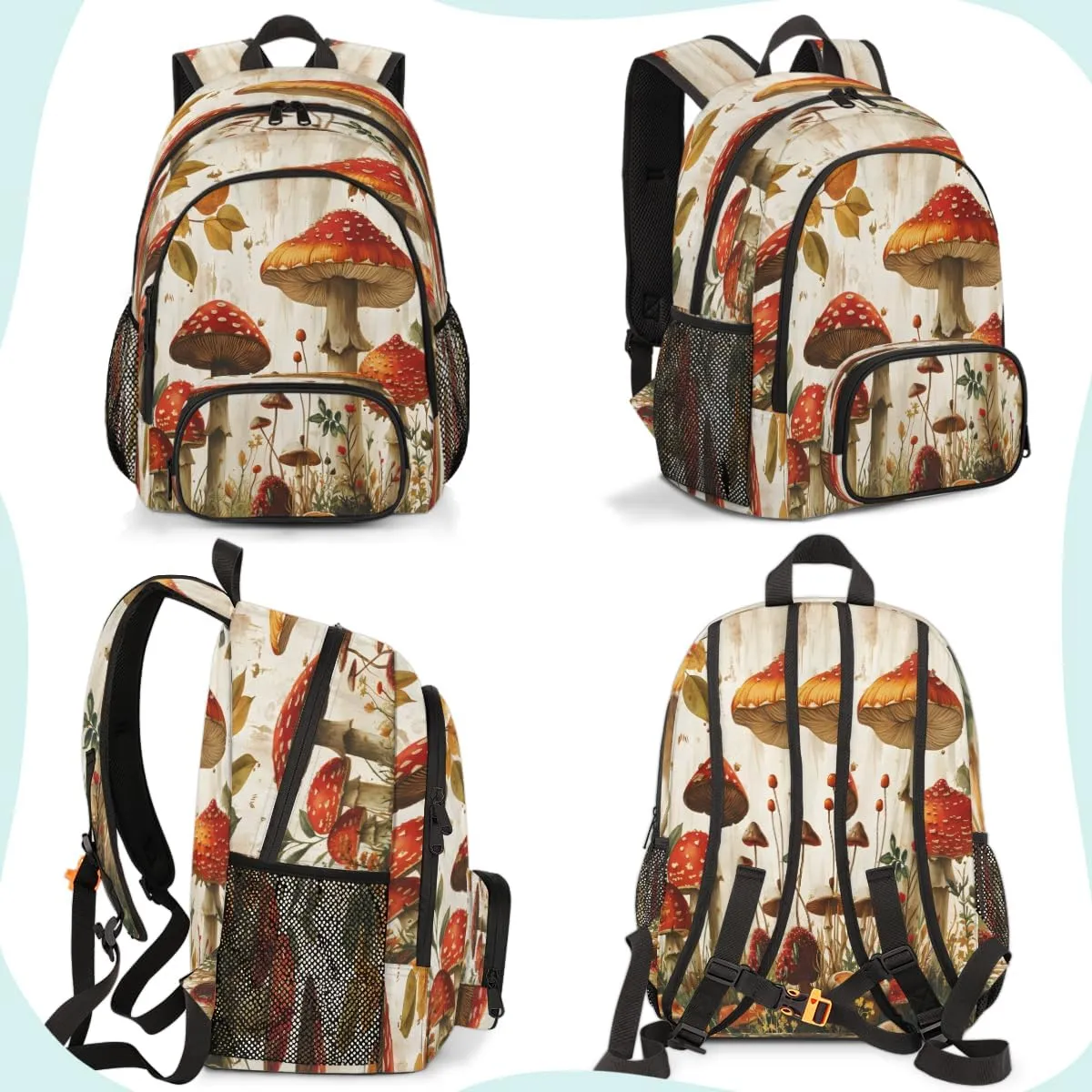 Mushroom Laptop Backpack for Women Men, 18.3 Inch Travel Work Backpacks, Seasonal Vintage Waterproof Computer Casual Daypack Nurse Teacher Bags