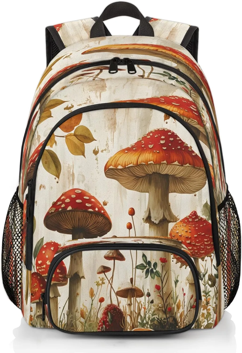 Mushroom Laptop Backpack for Women Men, 18.3 Inch Travel Work Backpacks, Seasonal Vintage Waterproof Computer Casual Daypack Nurse Teacher Bags