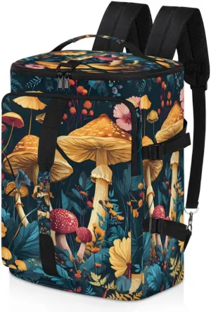 Mushroom Travel Backpack Carry On Flight Approved for Women Men, 18.9 Inch Large Forest Theme Airline Approved Luggage Weekender Backpacks