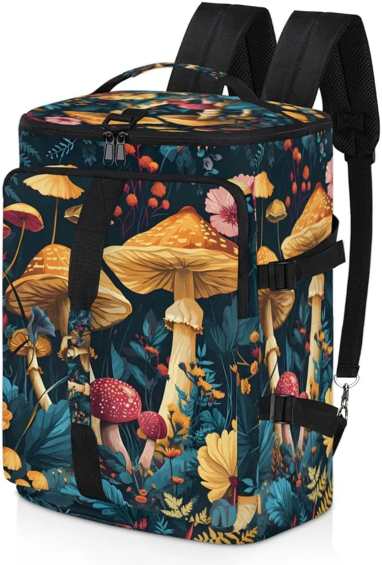 Mushroom Travel Backpack Carry On Flight Approved for Women Men, 18.9 Inch Large Forest Theme Airline Approved Luggage Weekender Backpacks