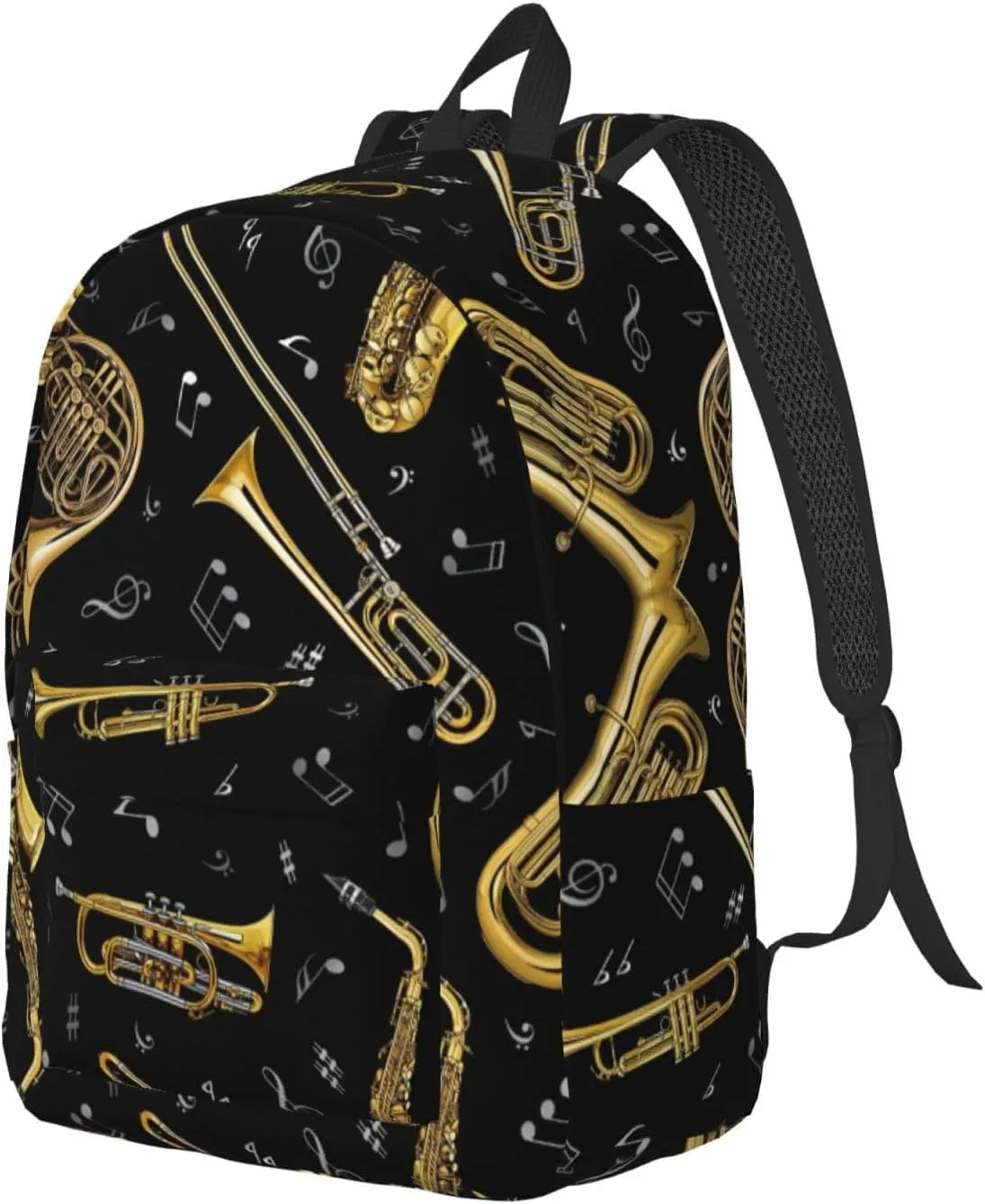 Musical Instruments Print Canvas Backpack Women,Mens Travel Casual Daypack Bookbag For Laptop Work Travel Hiking