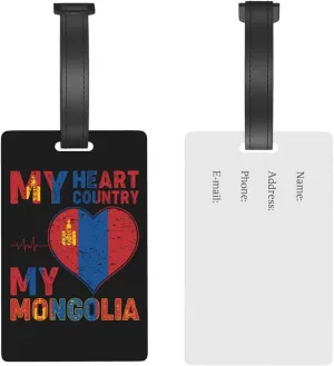 My Heart My Country My Mongolia Luggage Tags for Suitcases Travel Tags ID Labels for Women Men Travel Bag Luggage Accessories
