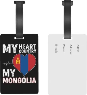 My Heart My Country My Mongolia Luggage Tags for Suitcases Travel Tags ID Labels for Women Men Travel Bag Luggage Accessories