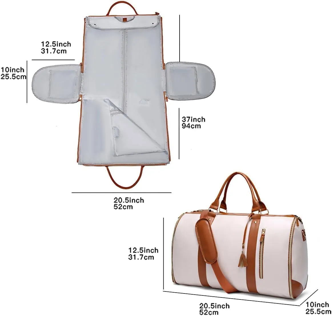 Myjennibag Pink Wheeled Travel Bag, 2 In 1 Convertible Large Pu Leather Waterproof Duffle Bag