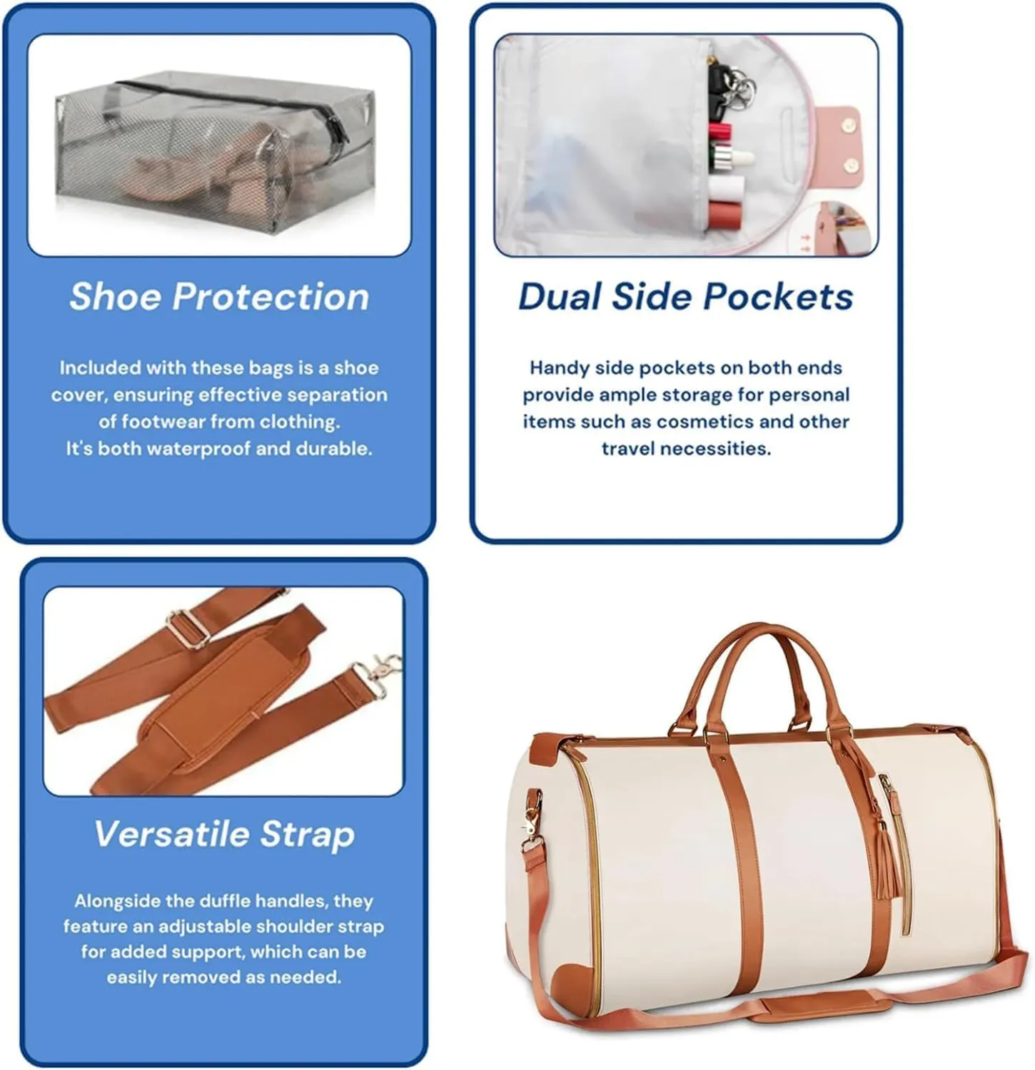 Myjennibag Pink Wheeled Travel Bag, 2 In 1 Convertible Large Pu Leather Waterproof Duffle Bag