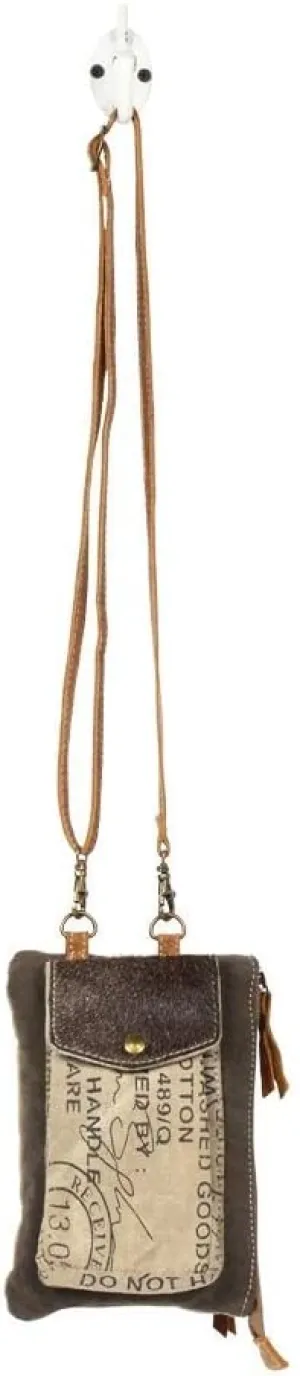 Myra Bag Stamp Pocket Upcycled Canvas Wristlet Pouch Bag S-1223