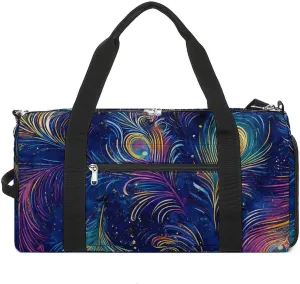 Mystical Peacock Feathers Unisex Gym Bag Waterproof Sports Duffels Travel Gear With Laundry Shoe Compartment