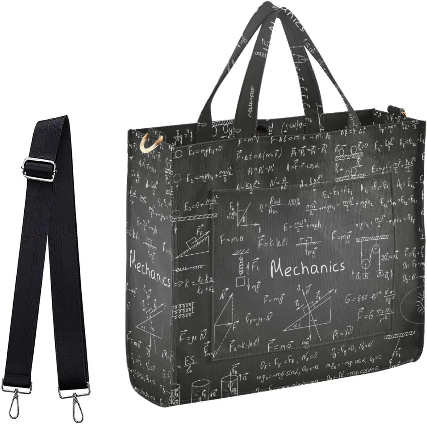 Naanle Physics Formulas Chalkboard Pattern Corduroy Lagre Crossbody Tote Bag&Handbag for Beach Gym Shopping Grocery