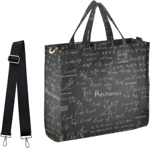 Naanle Physics Formulas Chalkboard Pattern Corduroy Lagre Crossbody Tote Bag&Handbag for Beach Gym Shopping Grocery