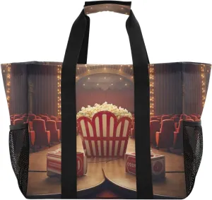 Nander Cinema Popcorn Foldable Tote Bag Waterproof Sandproof Women Beach Bag Handbag Gym Bag Travel Shopping Bag