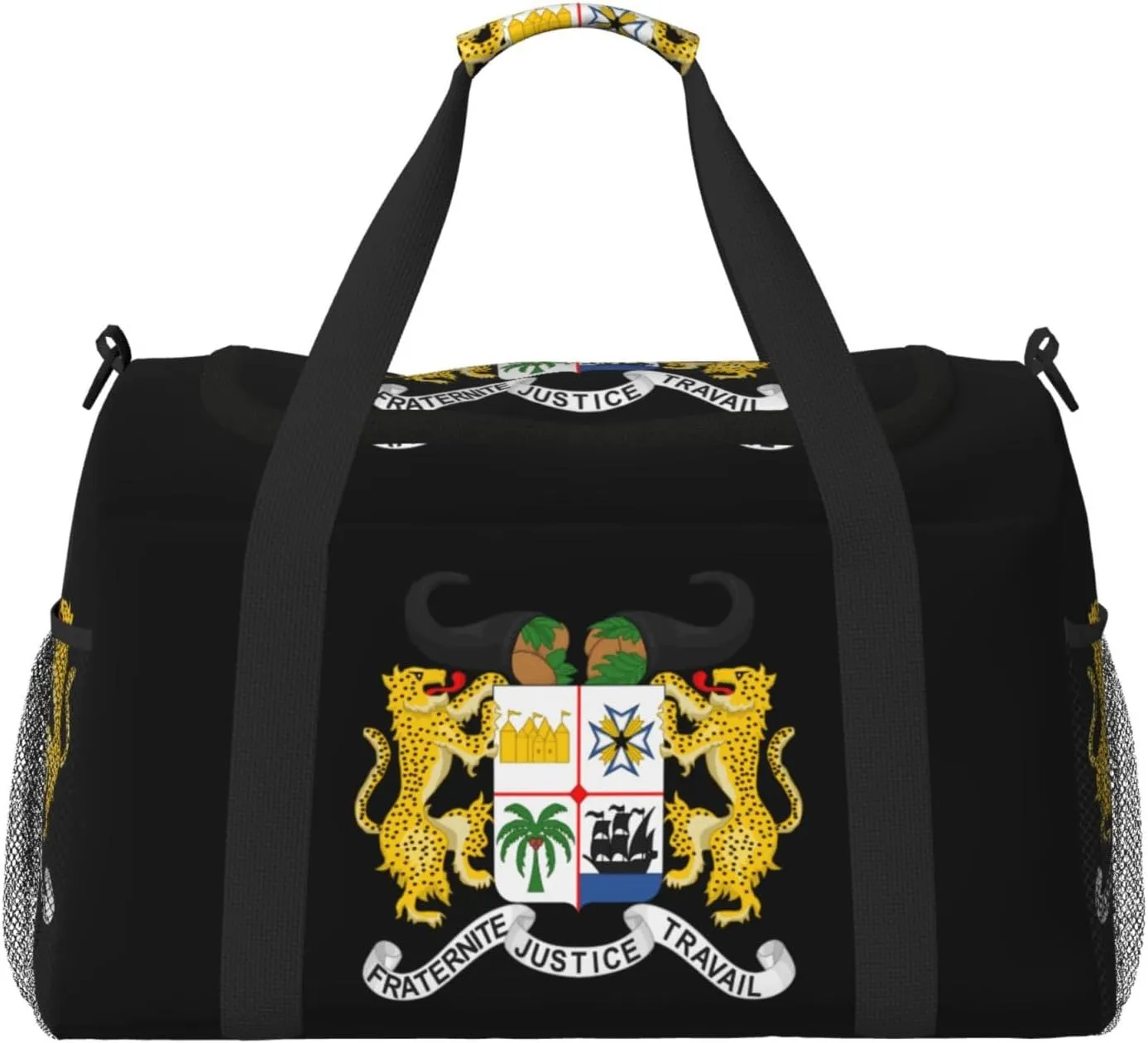 National Emblem Of Benin Travel Duffel Bag Large Foldable Waterproof Overnight Bag For Beach Swim Bags Pool Sports Gym