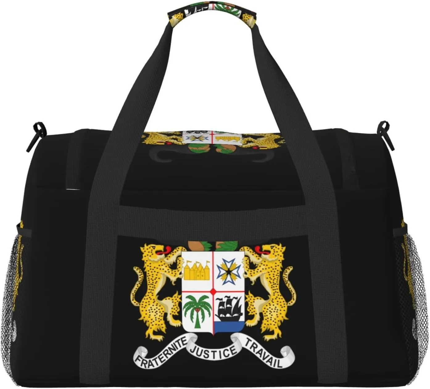 National Emblem Of Benin Travel Duffel Bag Large Foldable Waterproof Overnight Bag For Beach Swim Bags Pool Sports Gym