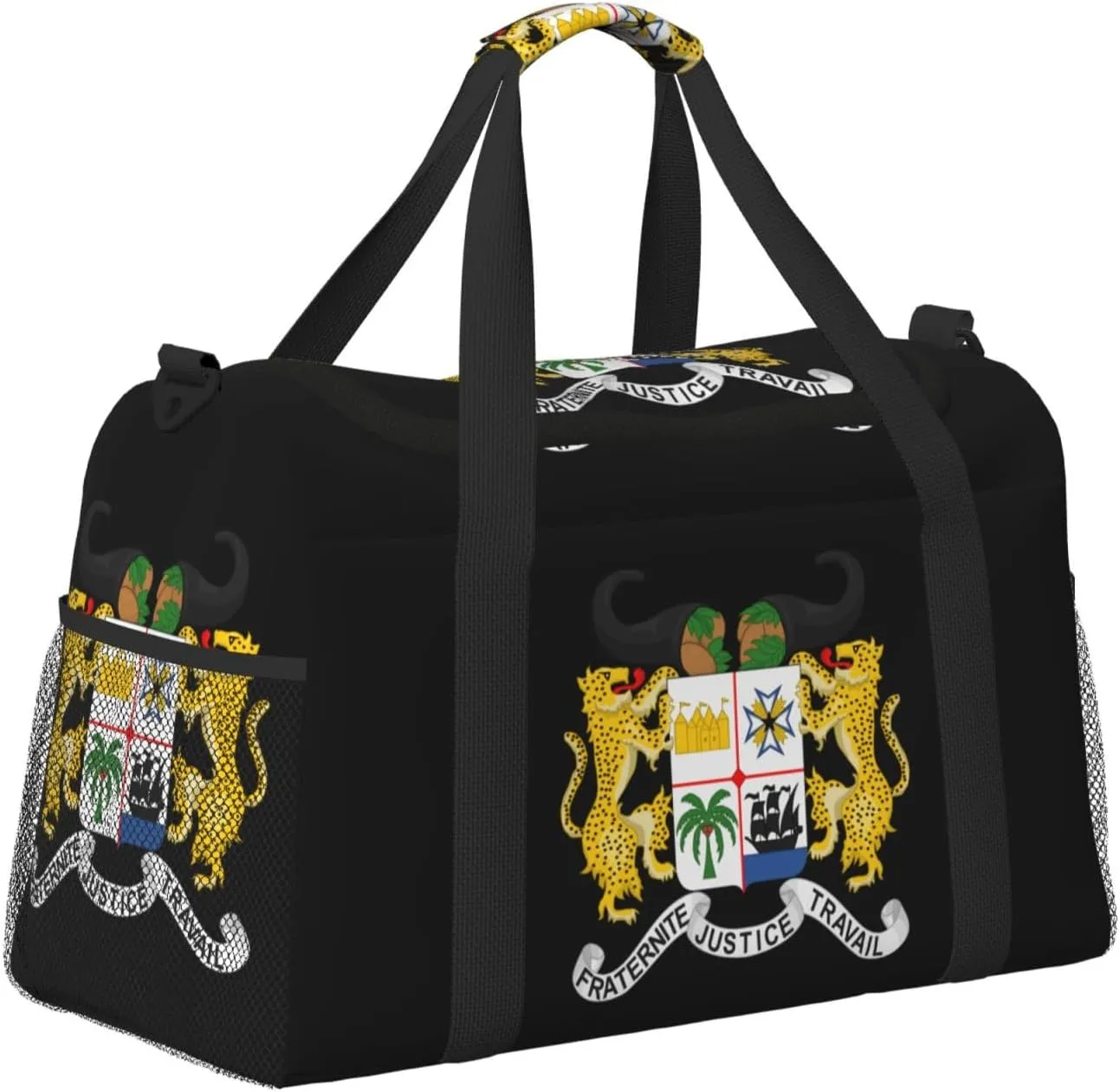 National Emblem Of Benin Travel Duffel Bag Large Foldable Waterproof Overnight Bag For Beach Swim Bags Pool Sports Gym