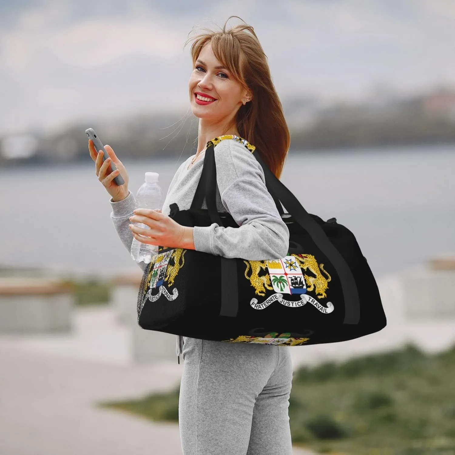 National Emblem Of Benin Travel Duffel Bag Large Foldable Waterproof Overnight Bag For Beach Swim Bags Pool Sports Gym