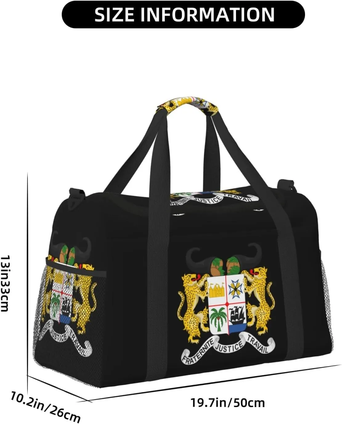 National Emblem Of Benin Travel Duffel Bag Large Foldable Waterproof Overnight Bag For Beach Swim Bags Pool Sports Gym