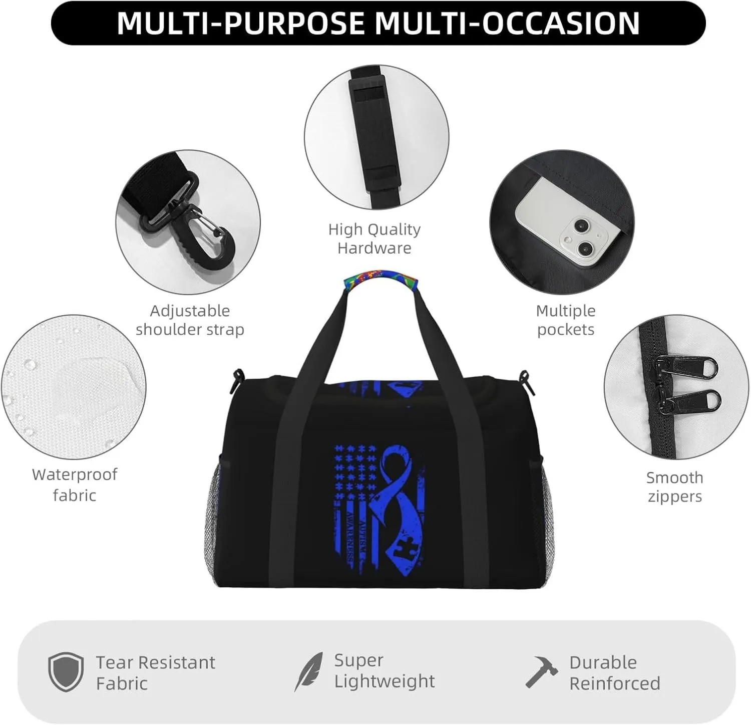 National Flag Travel Duffel Bag Large Foldable Waterproof Overnight Bag For Beach Swim Bags Pool Sports Gym