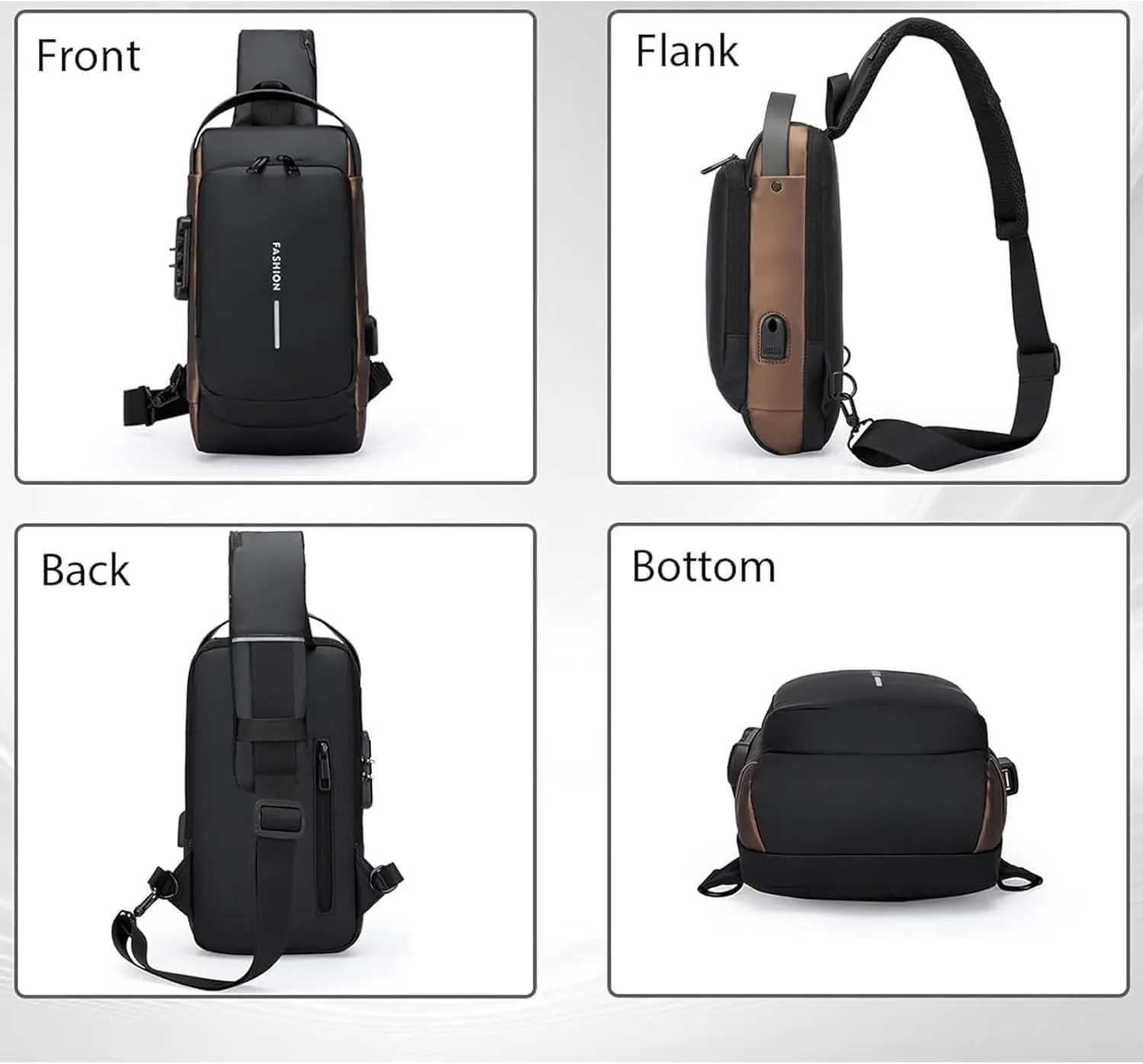 New Carbon Fiber Streamline Anti-Theft Sling Bag, With Password Lock, Suitable For Travel, Office, And Going Out