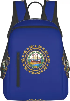 New Hampshire state flag Lightweight Backpack Travel Shoulder Bag with Stylish Print, Leisure Day Trips Shopping Backpack