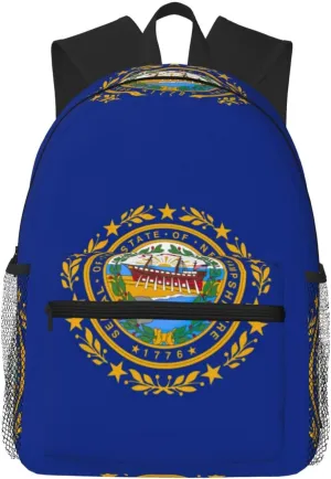 New Hampshire State Flag Print Comfortable Backpack Ideal For Travel, Outdoor And Everyday Use, Unisex