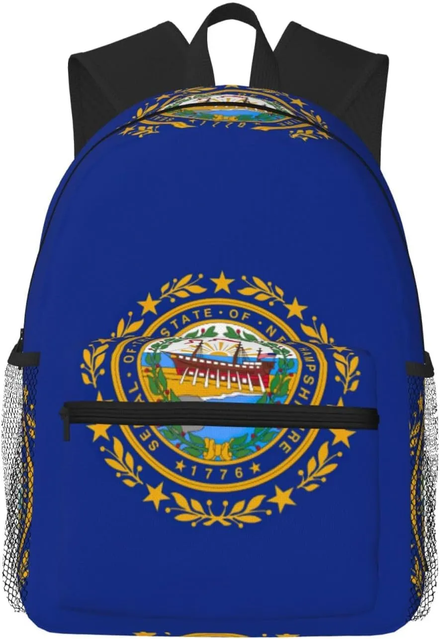 New Hampshire State Flag Print Comfortable Backpack Ideal For Travel, Outdoor And Everyday Use, Unisex