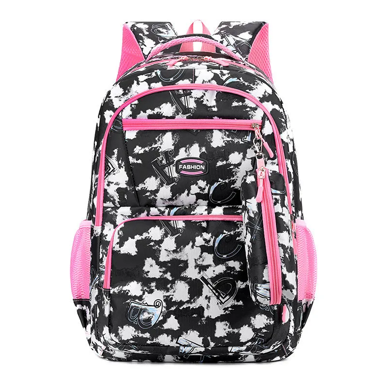 New Letter Print Backpack With Pencil Case Fashion