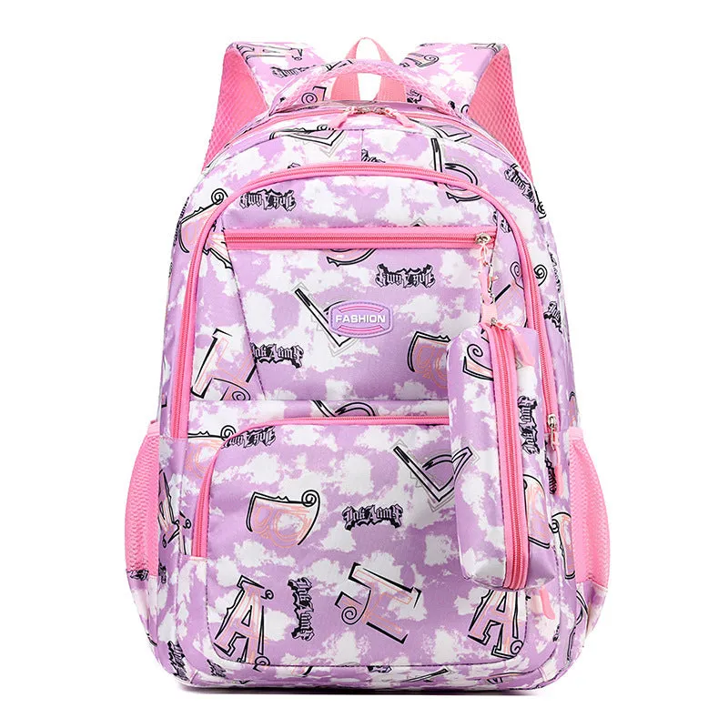 New Letter Print Backpack With Pencil Case Fashion