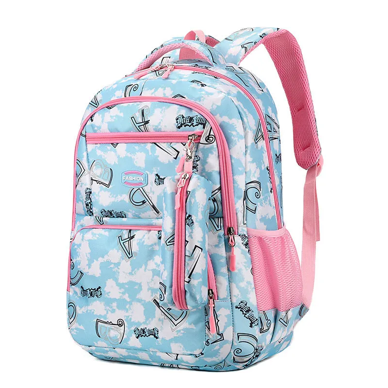 New Letter Print Backpack With Pencil Case Fashion
