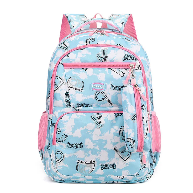New Letter Print Backpack With Pencil Case Fashion