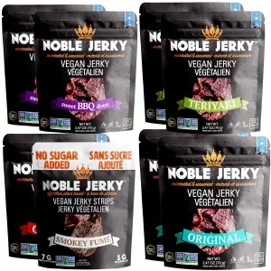 NOBLE Jerky - Healthy Vegan Jerky Snacks, Vegetarian, Ultimate Sampler Pack, 70 Gram Bags (8 Bags)