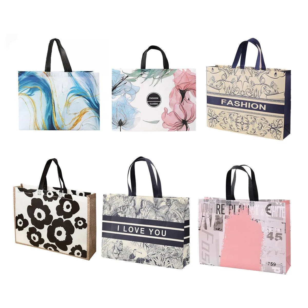 Non-Woven Reusable Shopping Tote Bags 25PCS
