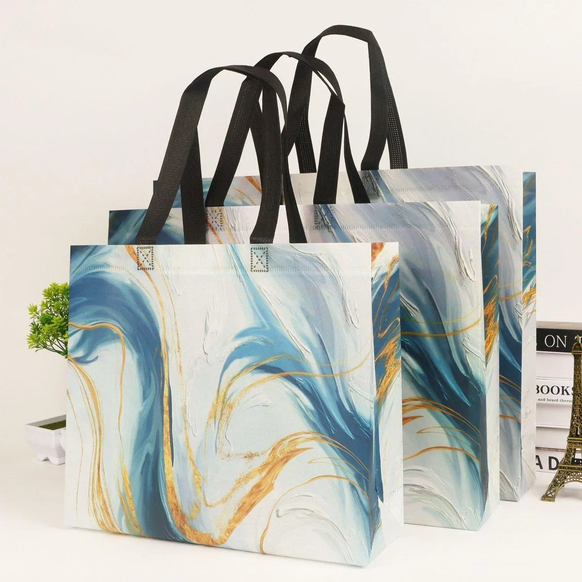 Non-Woven Reusable Shopping Tote Bags 25PCS