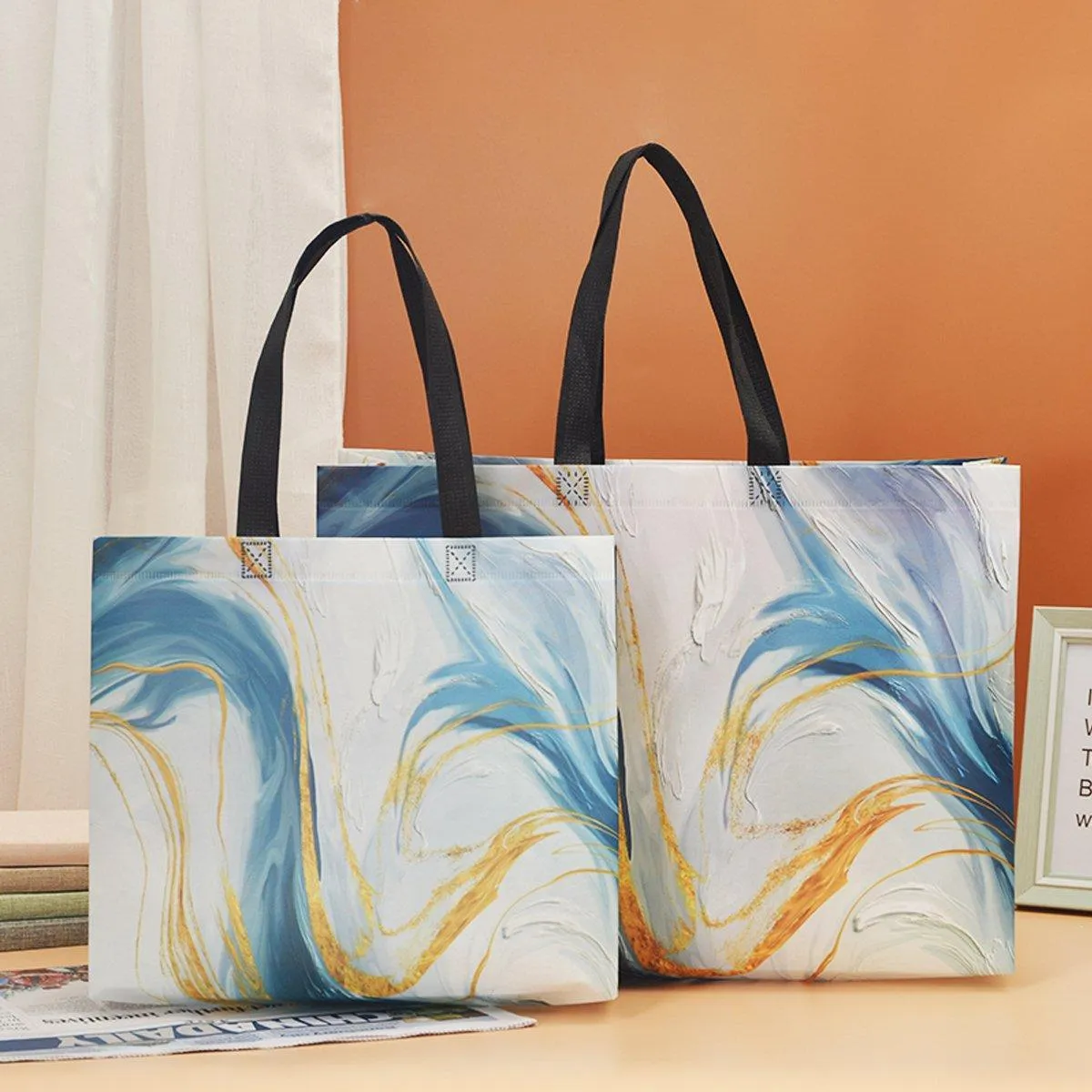 Non-Woven Reusable Shopping Tote Bags 25PCS