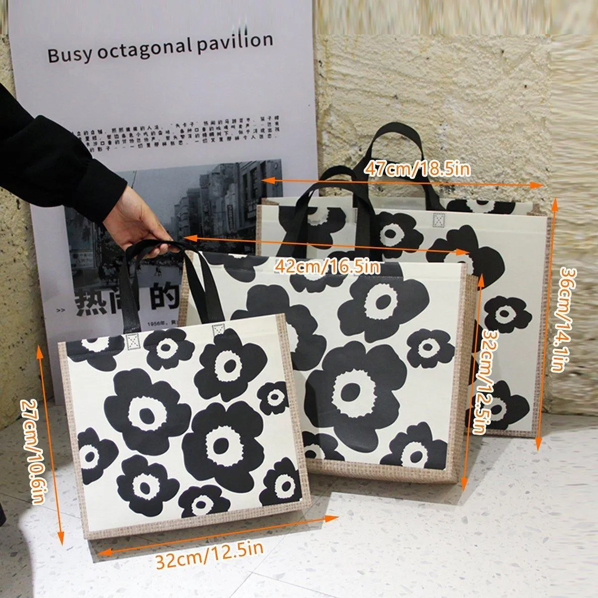 Non-Woven Reusable Shopping Tote Bags 25PCS
