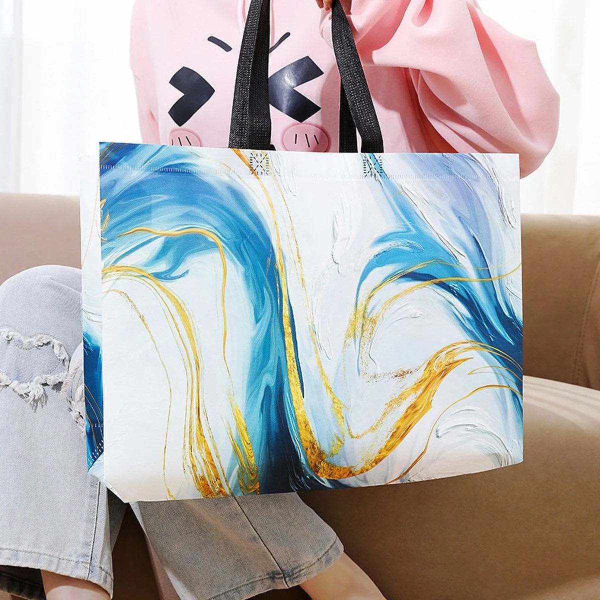 Non-Woven Reusable Shopping Tote Bags 25PCS