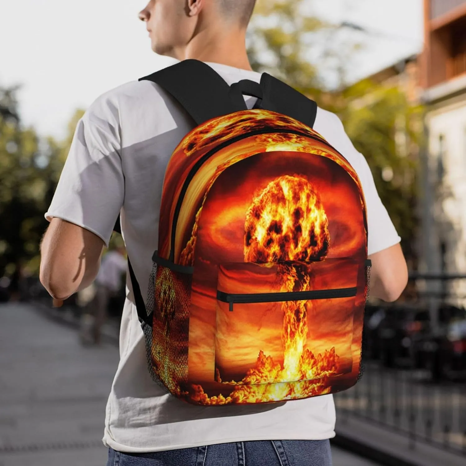 Nuclear Mushroom Cloud Backpack, Travel Laptop Backpack Computer Bag Rucksack for Men Women Business Work Fits 15.6 Inch Notebook