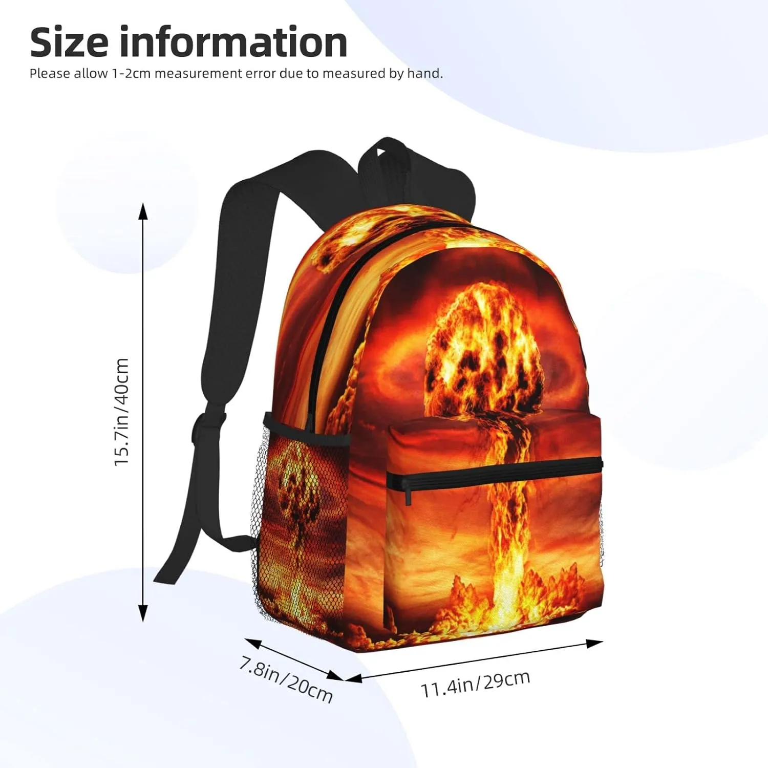 Nuclear Mushroom Cloud Backpack, Travel Laptop Backpack Computer Bag Rucksack for Men Women Business Work Fits 15.6 Inch Notebook