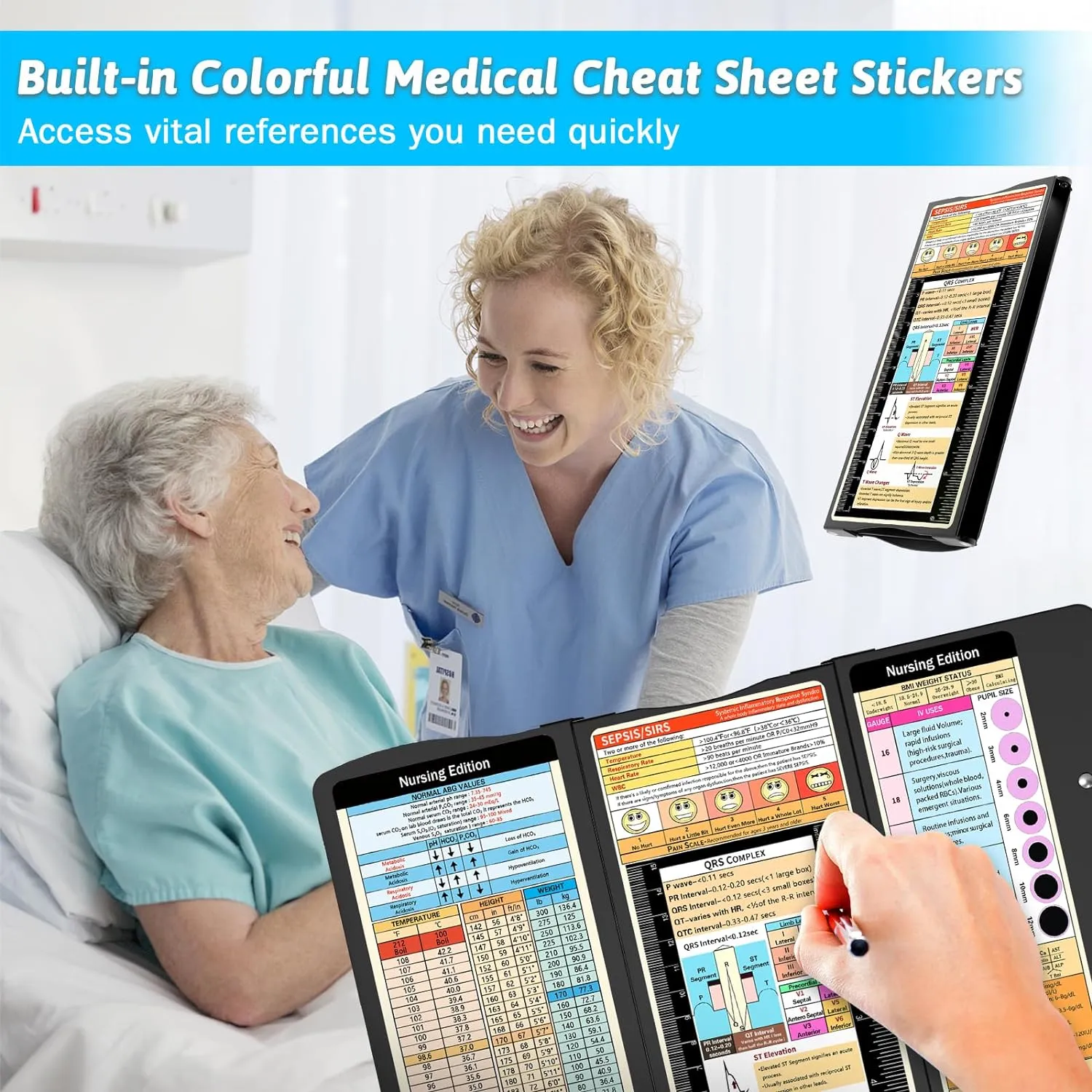 Nursing Clipboard Foldable Clipboard Medical: Edition Cheat Sheets Aluminum 3 Layers Foldable Clipboards Nursing Pocket Size Profile Clip Nurse Clipboards Notepad for Nurses Students and Doctors