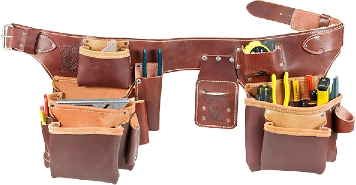Occidental Leather Pro Carpenter’s 5 Bag Toolbelt Assembly - Medium - 22 Pockets & Tool Holders - Premium Top-Grain Leather - Made in USA