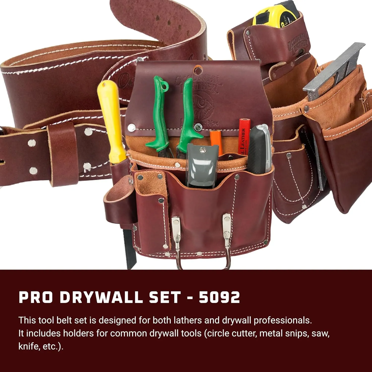 Occidental Leather Pro Drywall Set - Medium - 21 Pockets & Tool Holders - Premium Top-Grain Leather - Made in USA