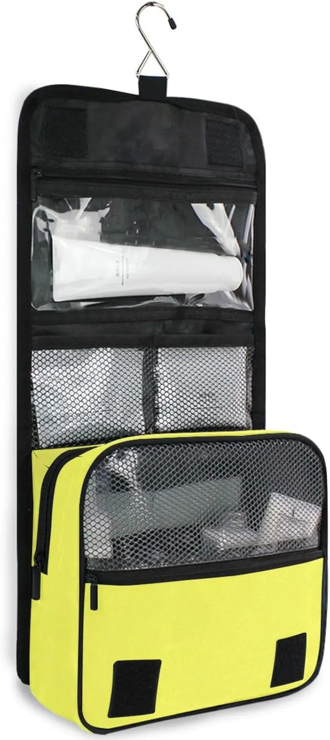 ODAWA Moon Yellow Toiletries Bag Makeup Storage Bag with Hooks Portable Hanging Organizer for Travel
