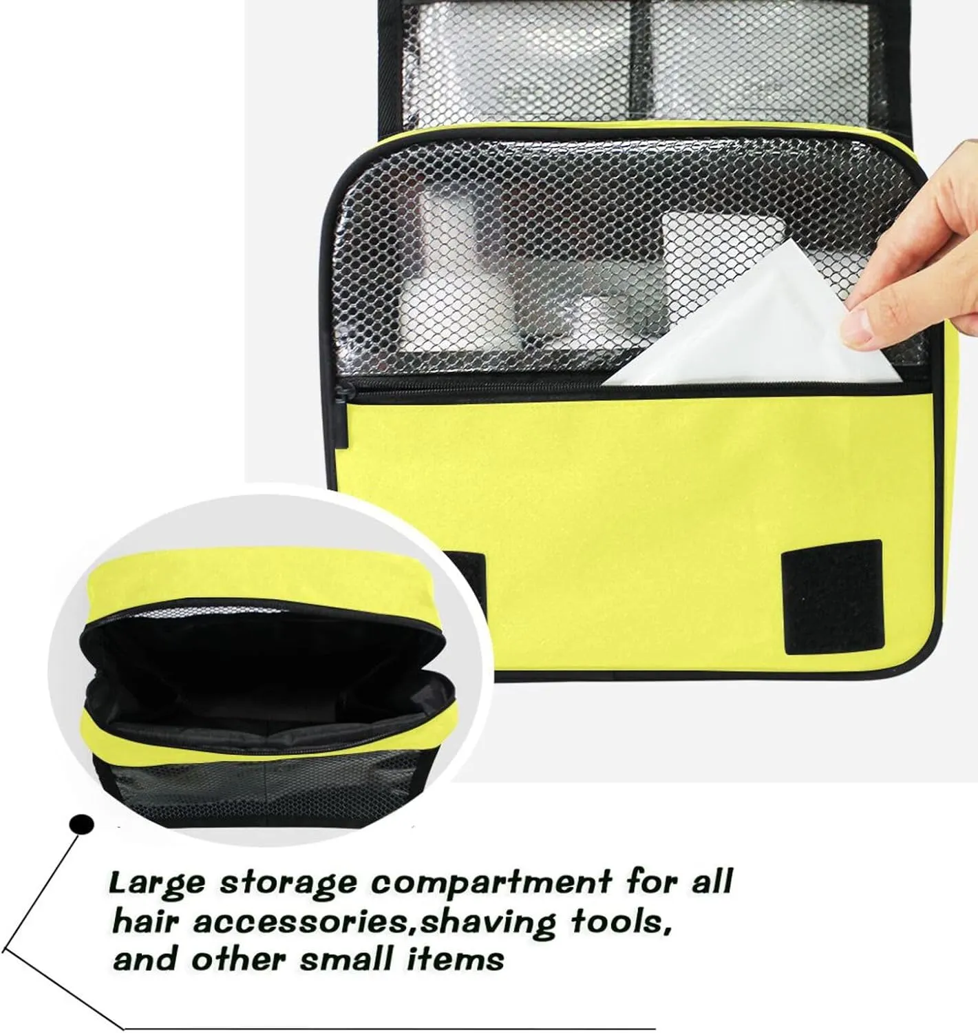 ODAWA Moon Yellow Toiletries Bag Makeup Storage Bag with Hooks Portable Hanging Organizer for Travel