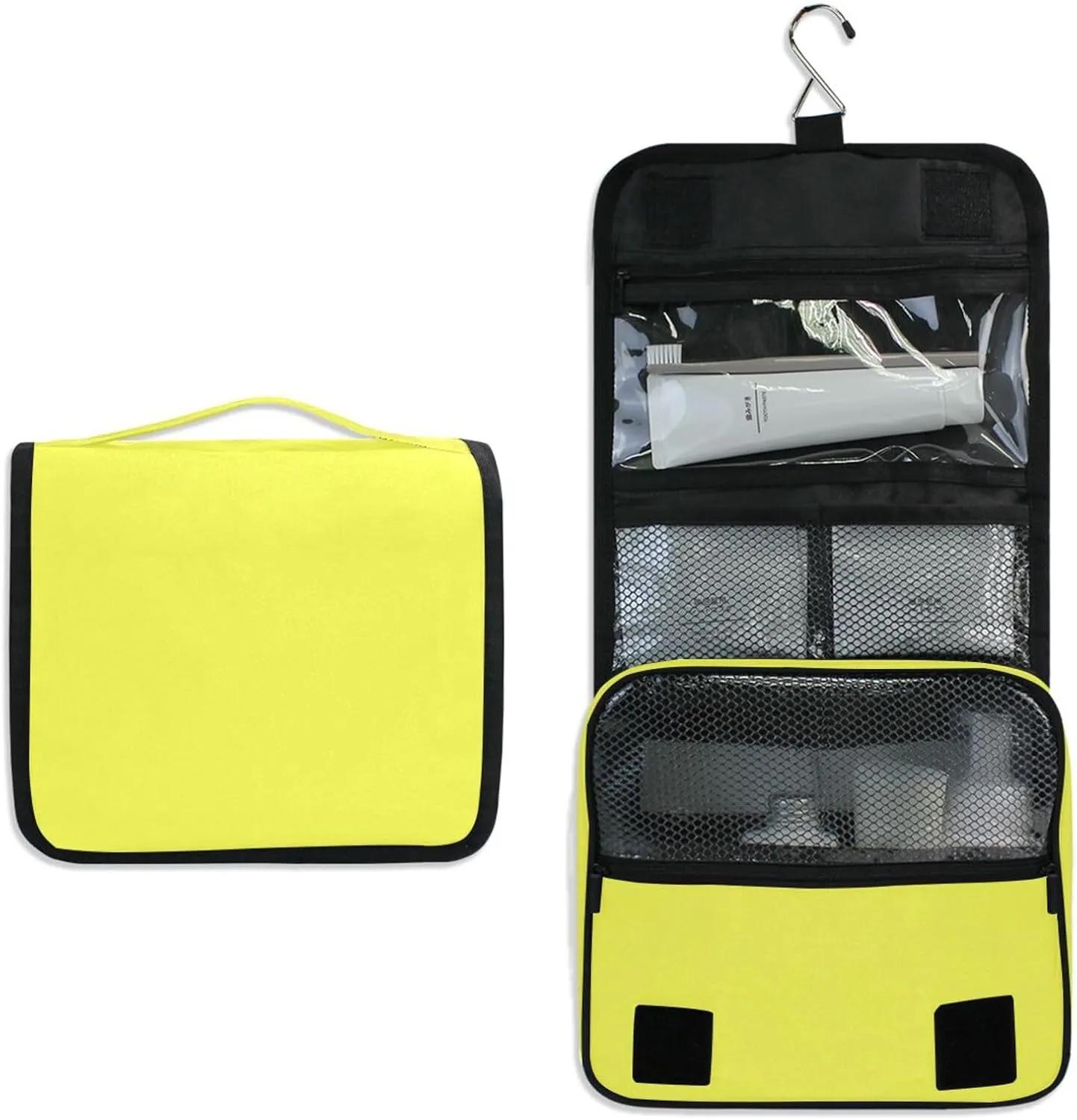 ODAWA Moon Yellow Toiletries Bag Makeup Storage Bag with Hooks Portable Hanging Organizer for Travel