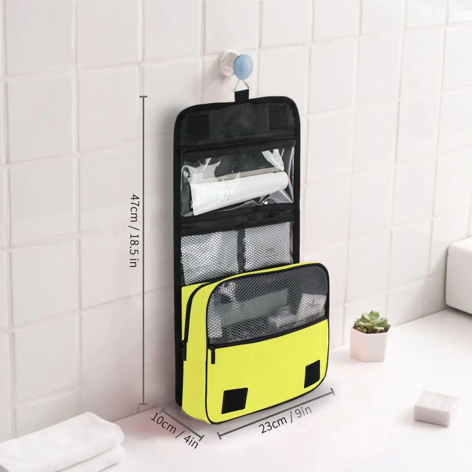 ODAWA Moon Yellow Toiletries Bag Makeup Storage Bag with Hooks Portable Hanging Organizer for Travel
