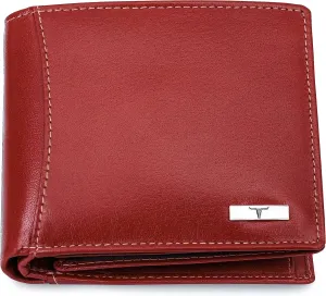 Oliver Leather Wallet for Men, Aniline Red, Contemporary