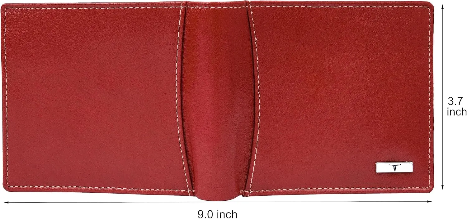 Oliver Leather Wallet for Men, Aniline Red, Contemporary